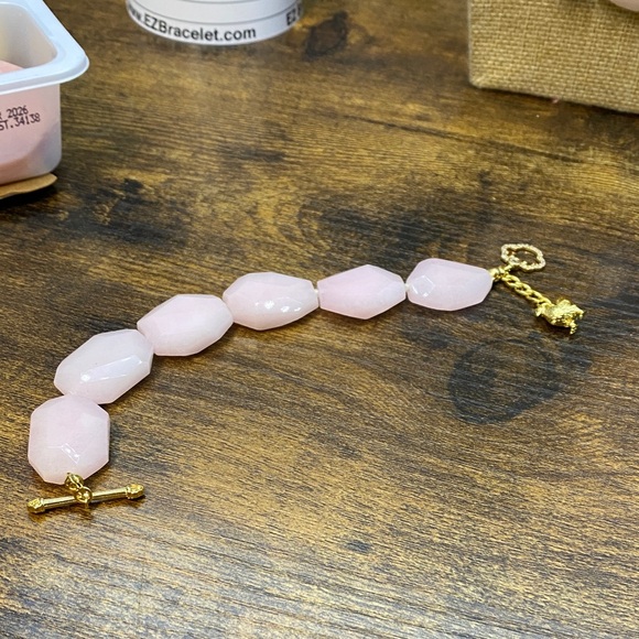 Pink Faceted Jade 24 inch hand knotted necklace set bracelet 6in - Picture 2 of 8